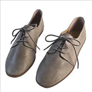 Lucky Brand Aleikka Grey Leather Lace-up Lightweight Oxford Flat Size 8